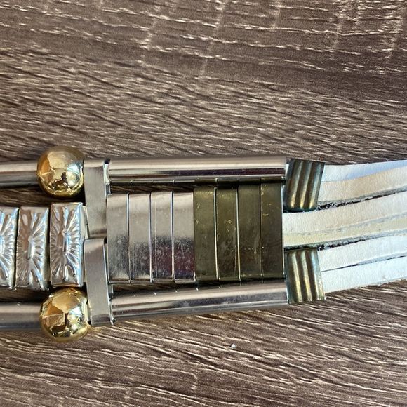 Vintage Women’s Medium Western Belt White & Silver - Picture 10 of 16